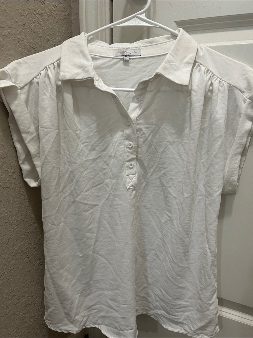 Casual White Button Polo Top - Women's